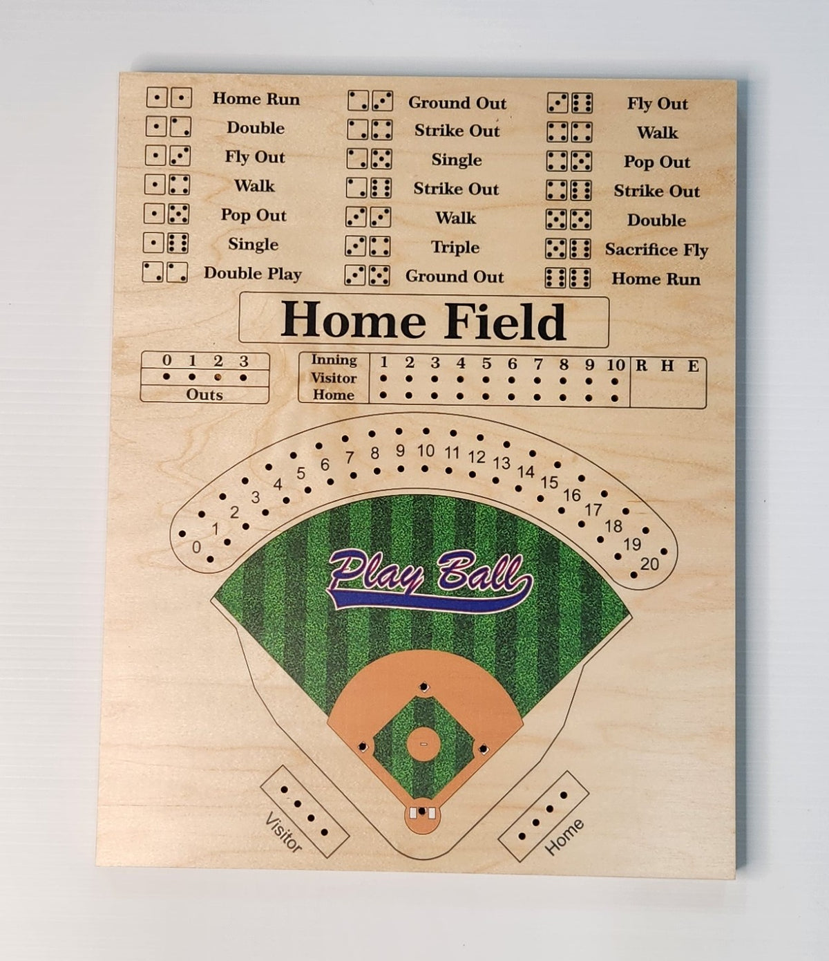 Baseball Board Game - Personalized, Maple, Custom, College, MLB, School Dice game