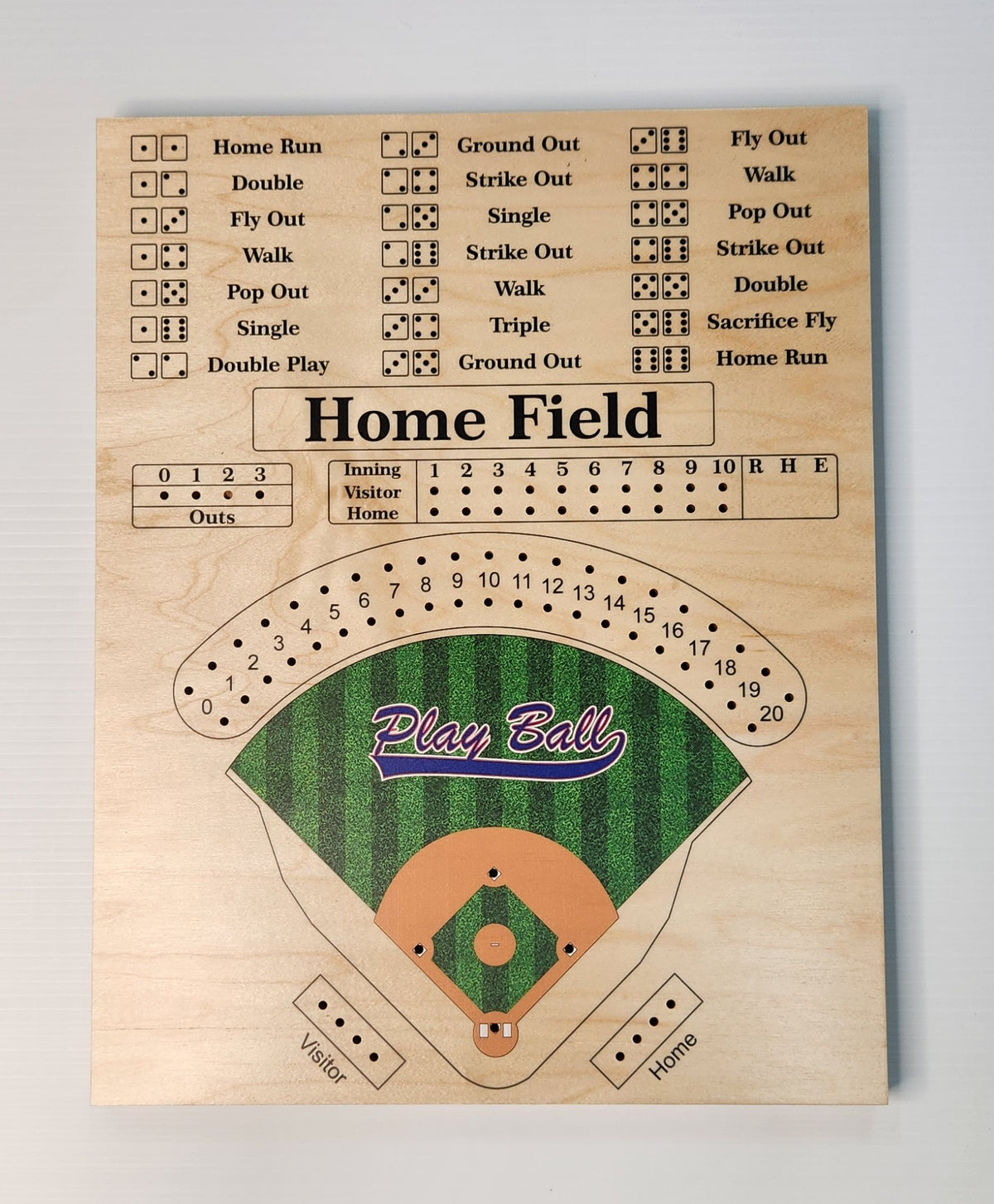 Baseball Board Game - Personalized, Maple, Custom, College, MLB, School Dice game