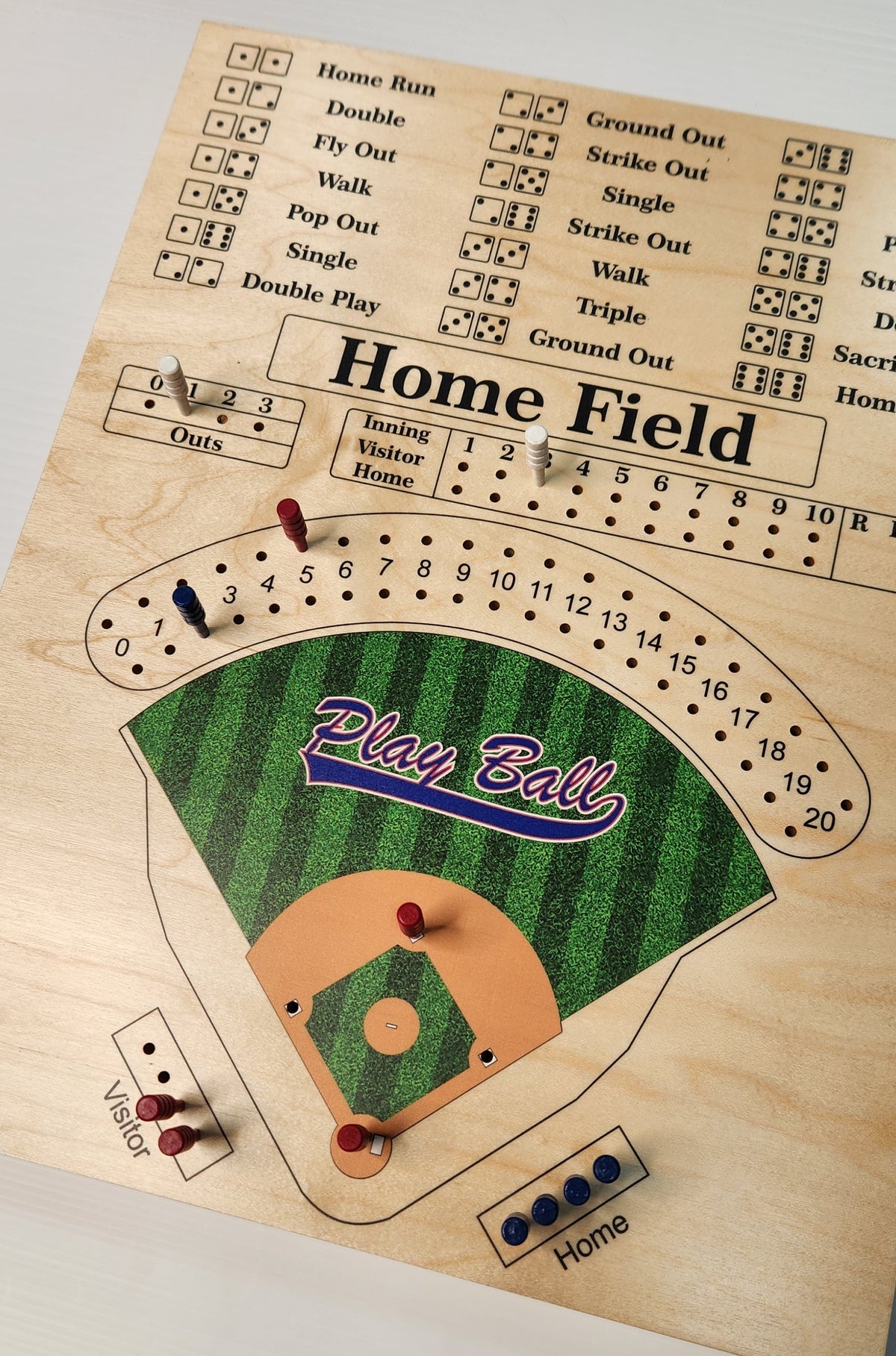 Baseball Board Game - Personalized, Maple, Custom, College, MLB, School Dice game