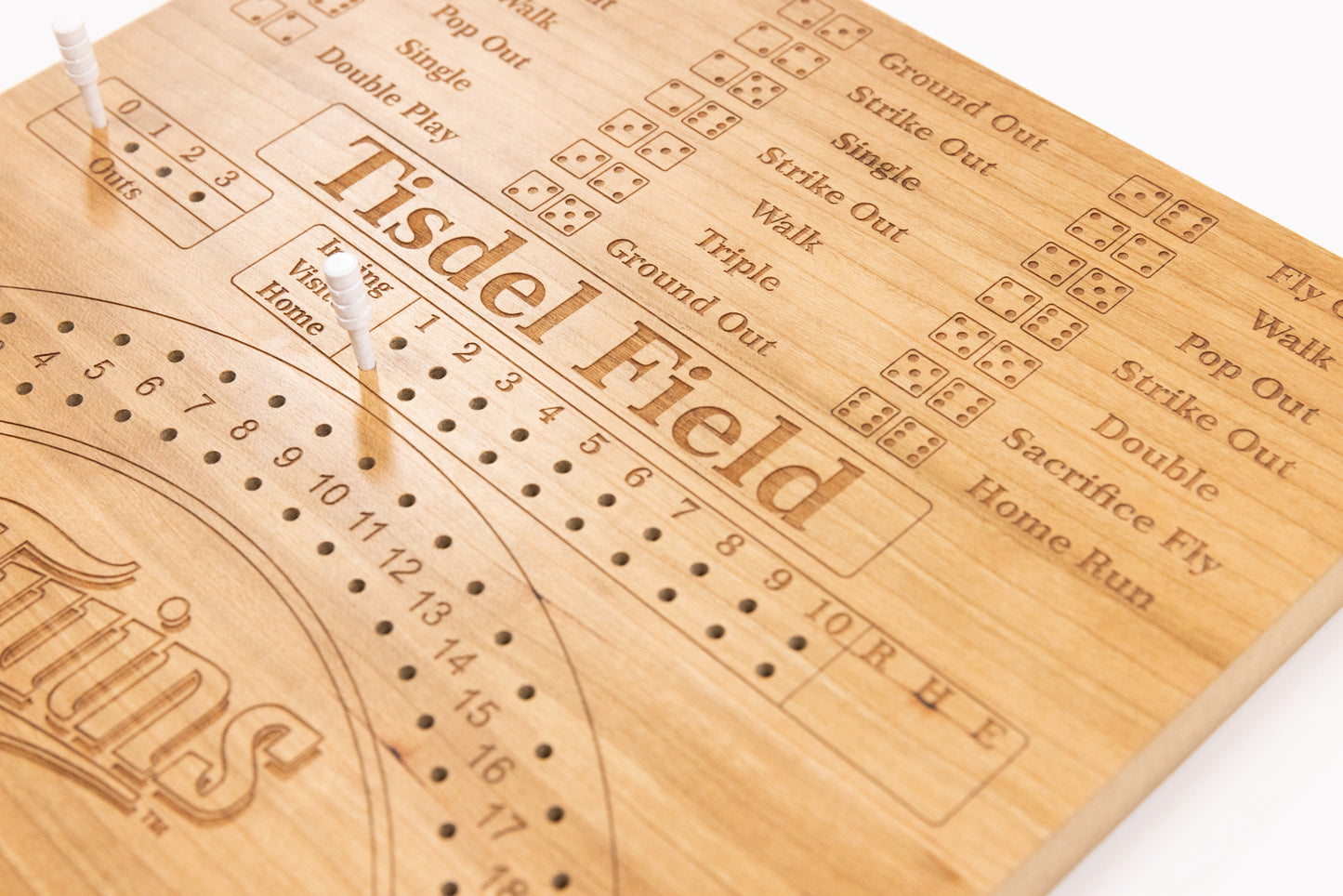 Baseball Board Game - Personalized, Maple, Custom, College, MLB, School Dice game